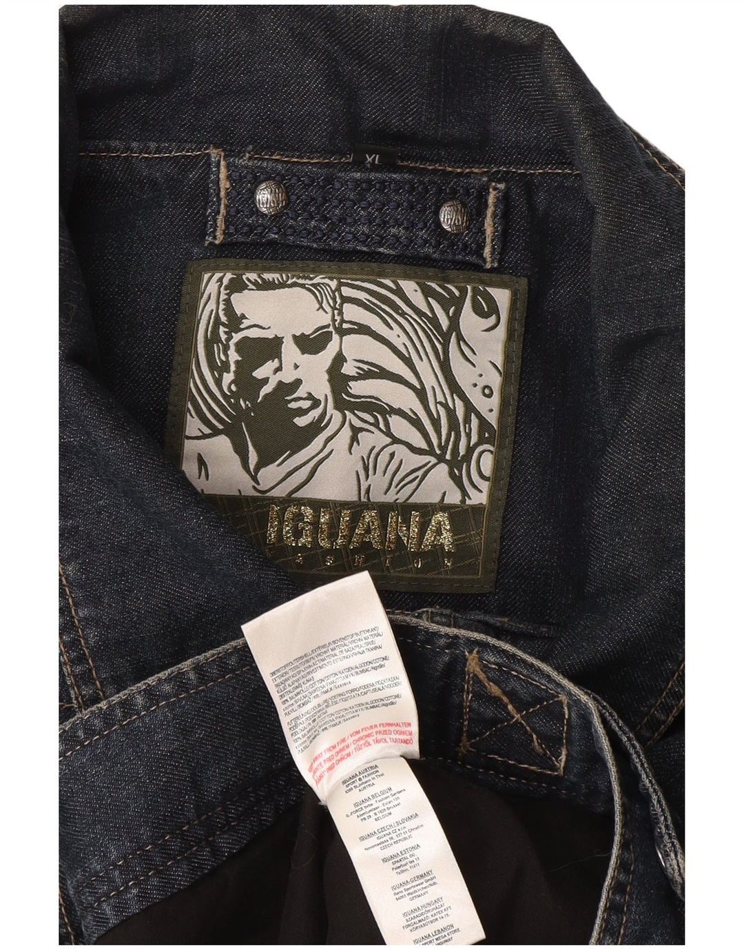 Jaqueta jeans masculina Iguana UK 42 XL algodão azul marinho