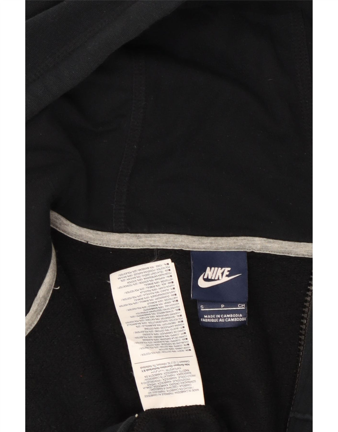 Suéter masculino Nike com capuz e zíper pequeno de algodão preto