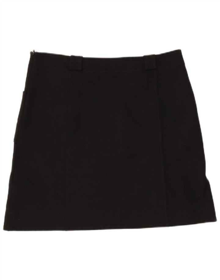 Mini saia feminina Marella Reino Unido 10 pequena W34 viscose preta