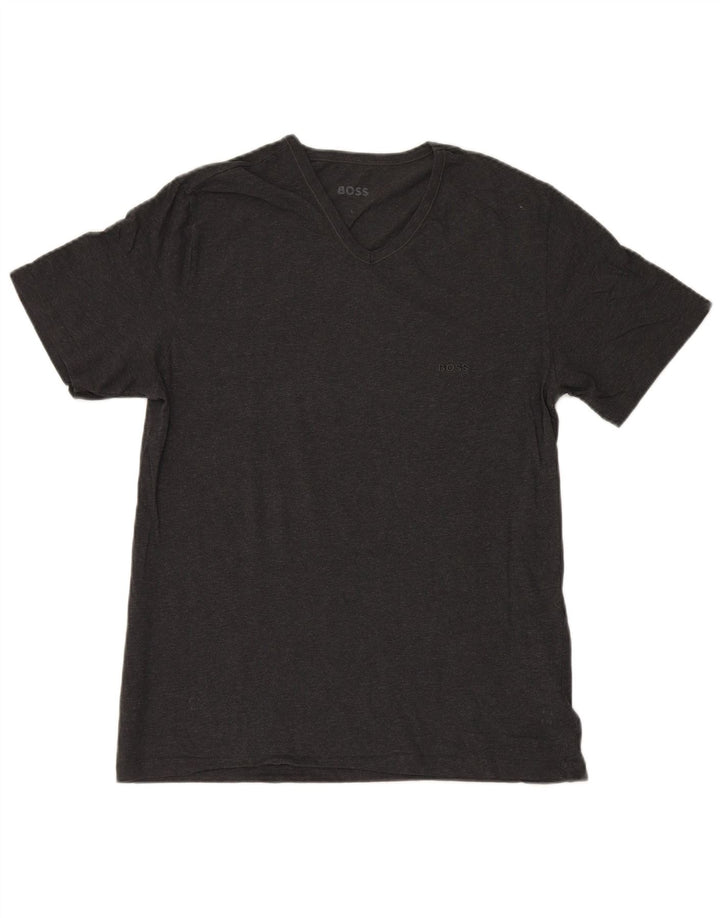 Camiseta masculina HUGO BOSS Top grande algodão cinza