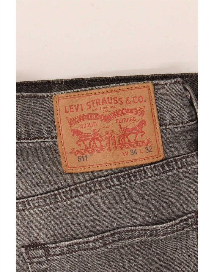 Calça Jeans Levis 511 Slim Masculina W34 L32 Cinza Algodão