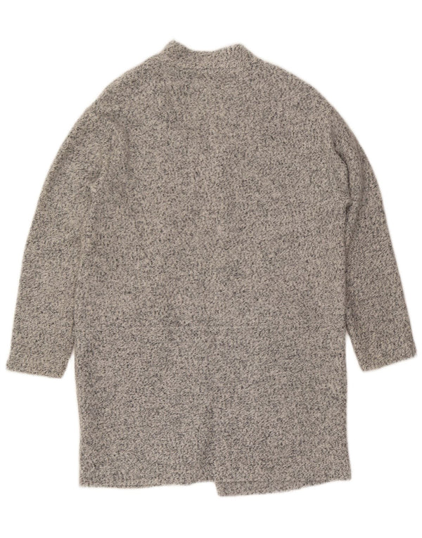 Zara Suéter feminino oversized longline cardigan Reino Unido 10 pequeno cinza manchado