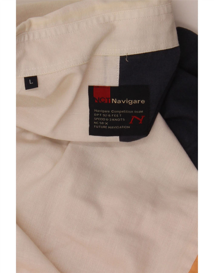 Camisa masculina de manga curta Navigare grande bloco colorido laranja