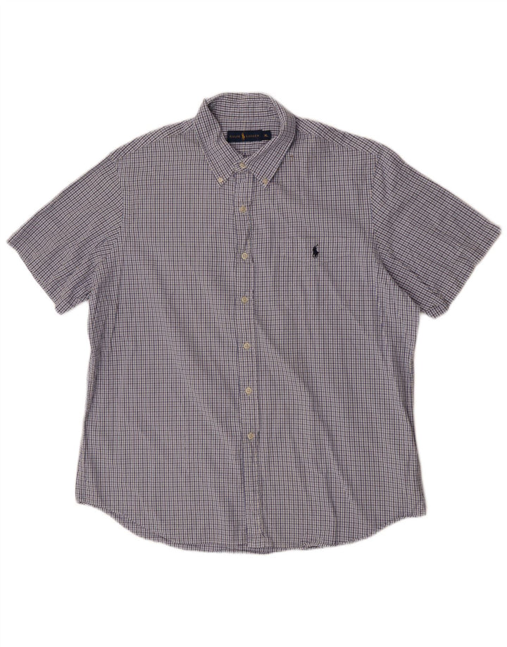 Camisa masculina de manga curta Ralph Lauren XL azul xadrez algodão
