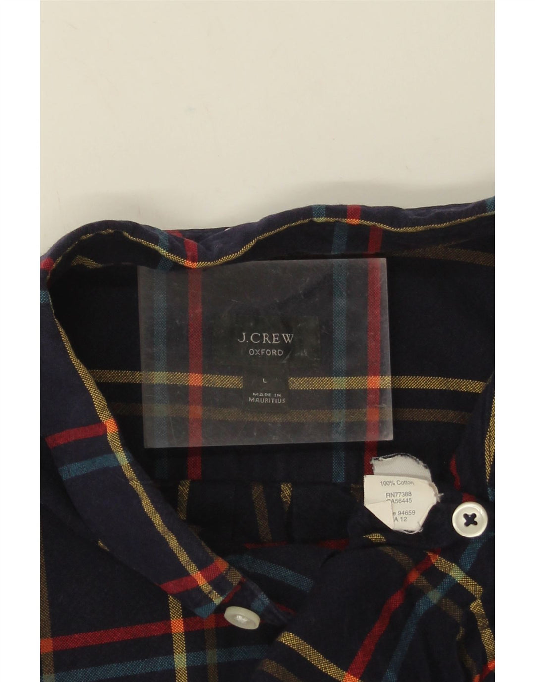 Camisa masculina de flanela J. Crew grande algodão xadrez azul marinho