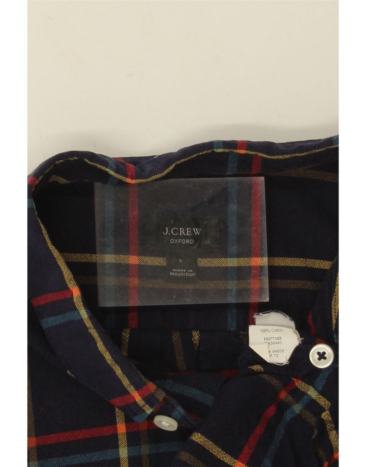 Camisa masculina de flanela J. Crew grande algodão xadrez azul marinho