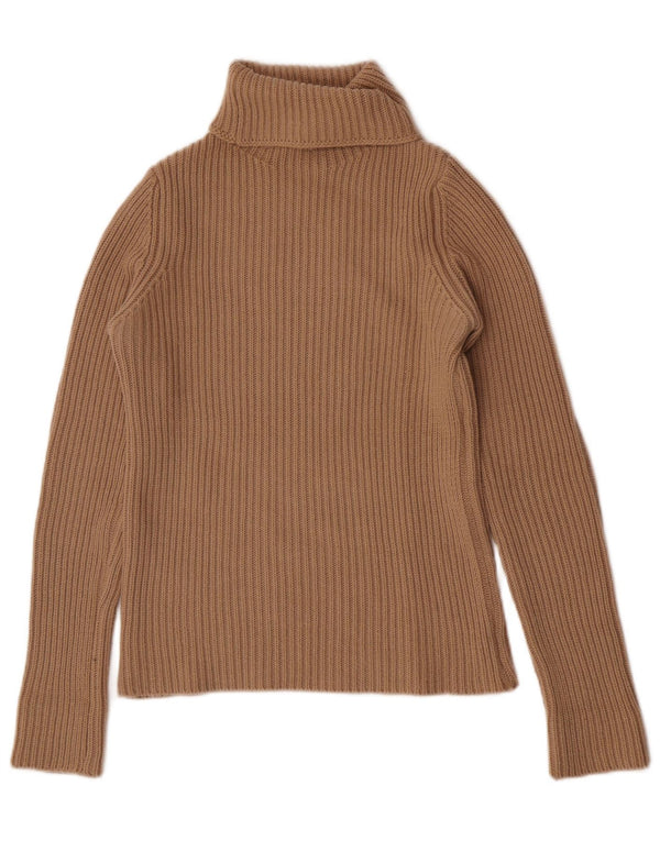 Suéter feminino Stefanel com gola redonda e lã marrom médio UK 12