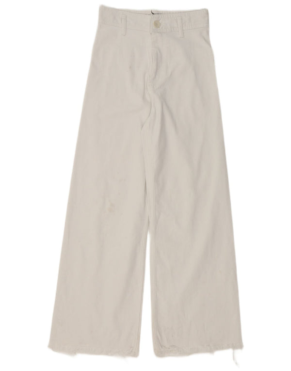 Zara Jeans feminino cintura alta com perna larga EU 36 XS W26 L29 branco