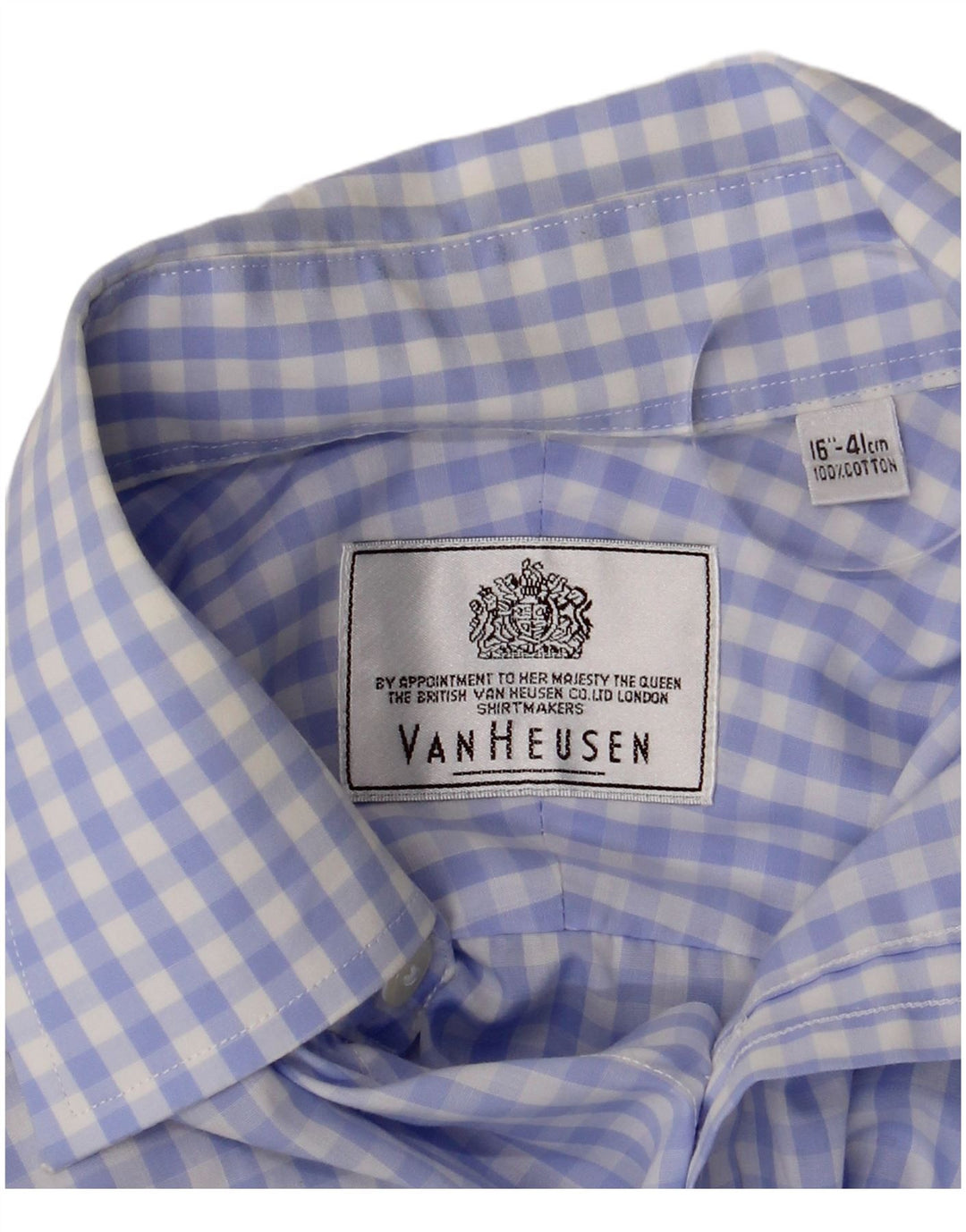 Camisa masculina Van Heusen tamanho 41 16 grande algodão guingão azul