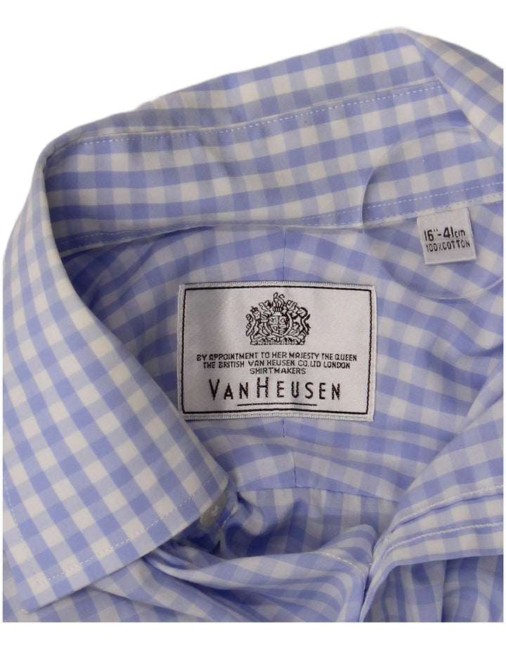 Camisa masculina Van Heusen tamanho 41 16 grande algodão guingão azul