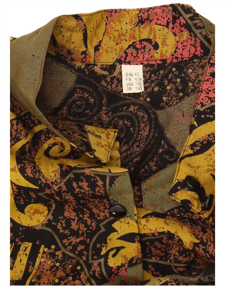 Vestido maxi feminino vintage UK 16 grande paisley multicolorido