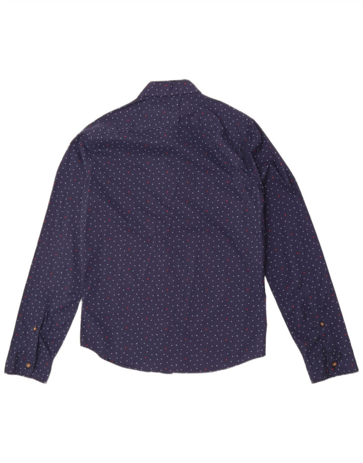 Camisa masculina Hollister de algodão manchado azul marinho médio