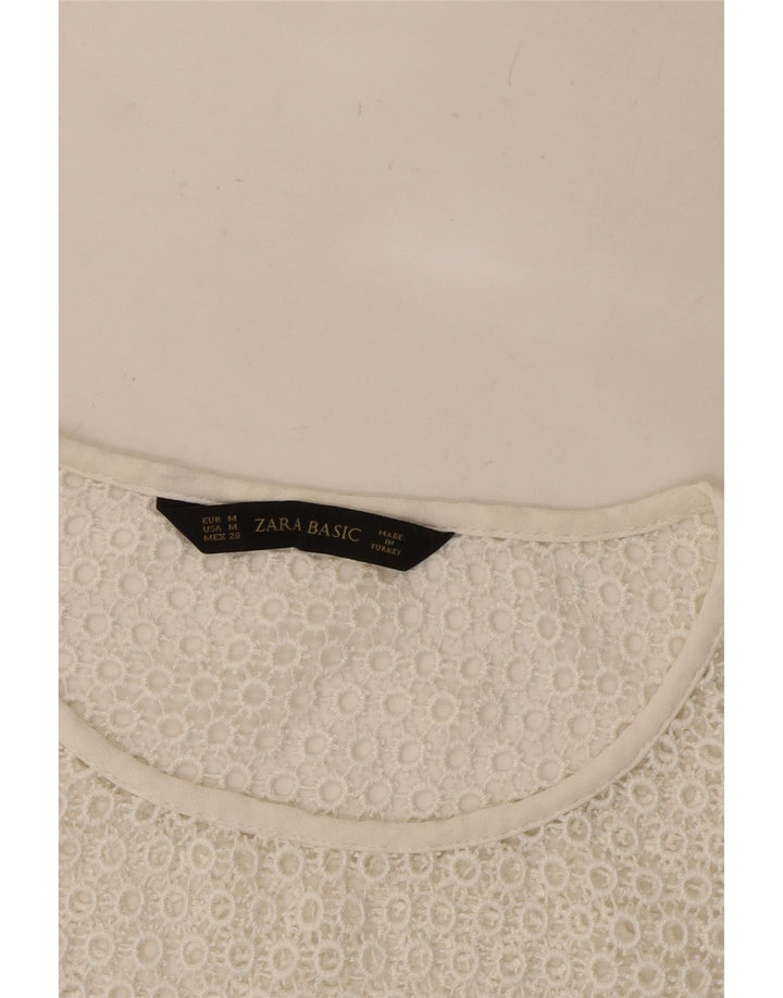Blusa feminina sem mangas ZARA UK 14 médio branco