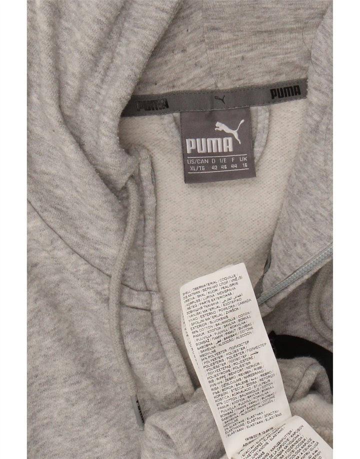 PUMA Womens Graphic Zip Hoodie Sweater UK 16 Large  Grey Cotton Vintage Puma and Second-Hand Puma from Messina Hembry 