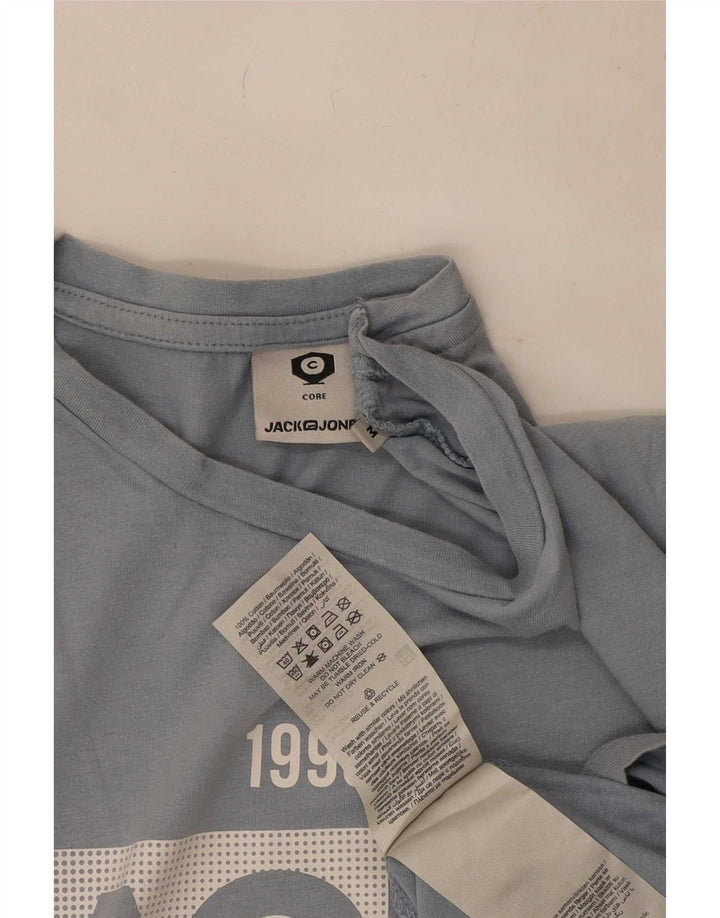Camiseta gráfica masculina Jack & Jones Top médio algodão azul