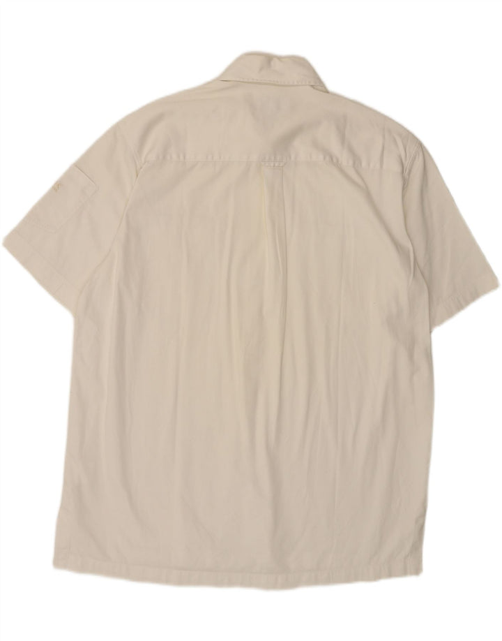 CALVIN KLEIN Camisa masculina cáqui de manga curta XL algodão branco