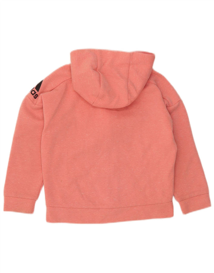 ADIDAS Suéter feminino com capuz e zíper gráfico 7-8 anos algodão rosa