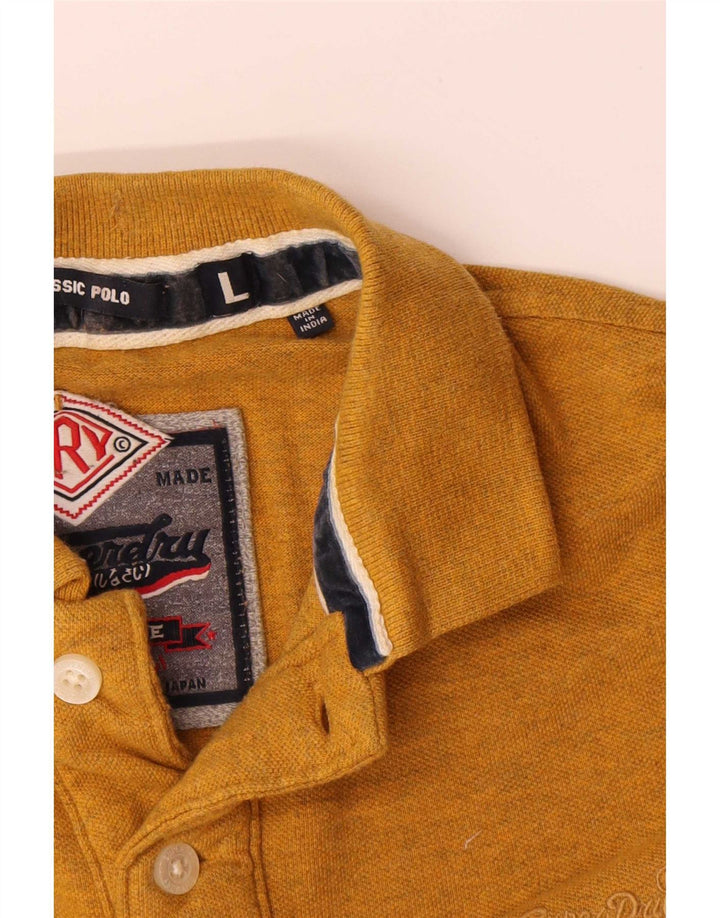 Camisa polo masculina Superdry grande algodão amarelo