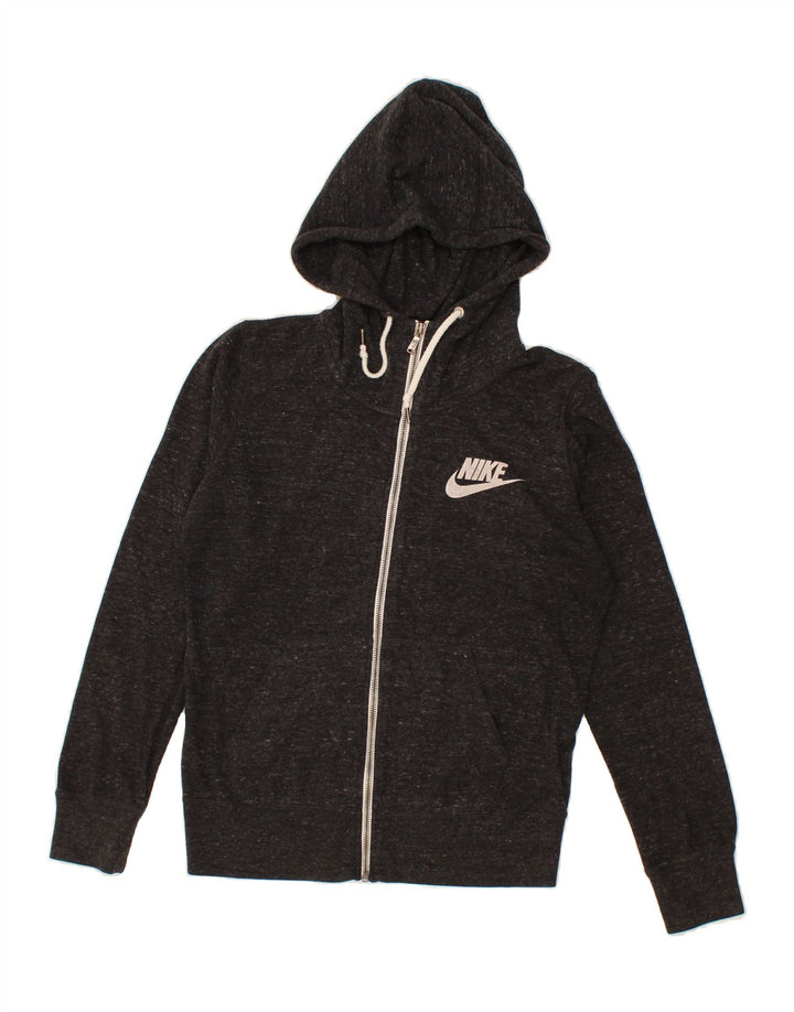 NIKE Womens Zip Hoodie Sweater UK 14 Medium Grey Flecked Cotton Vintage Nike and Second-Hand Nike from Messina Hembry 