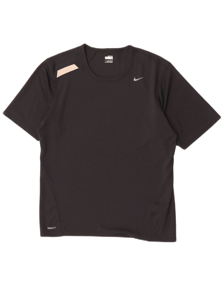 Nike Mens Camiseta Top Médio Poliéster Preto