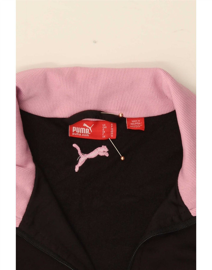 Puma Womens Tracksuit Top Jacket UK 10 Small Black Colourblock