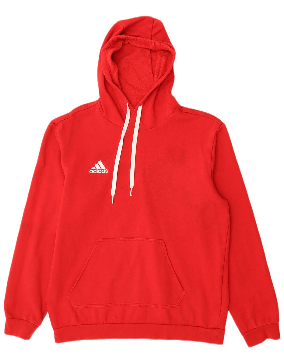 Adidas Mens Hoodie Jumper Médio Algodão Vermelho