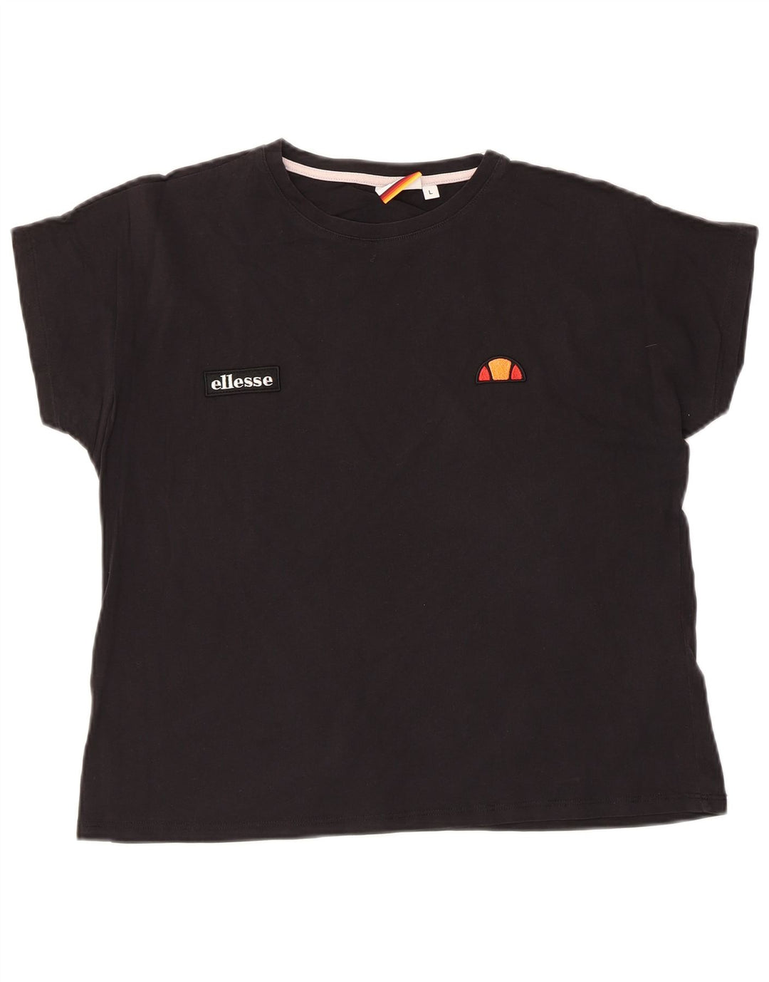 Camiseta feminina ELLESSE Heritage UK 14 grande algodão preto
