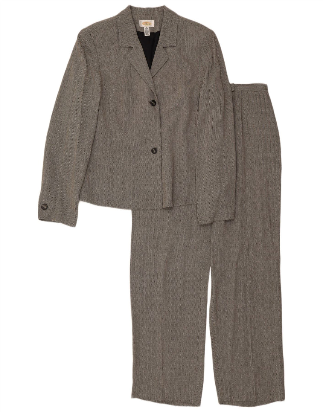 Talbots feminino com 2 botões e 2 peças conjunto Reino Unido 16 grande W34 L30 espinha de peixe cinza