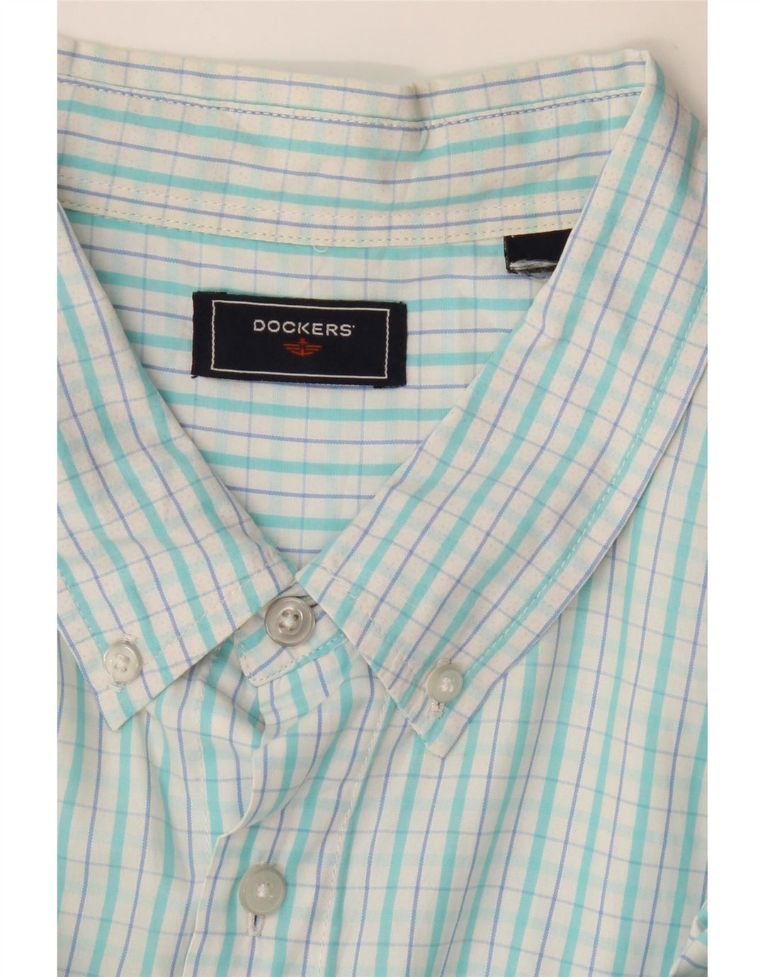 Camisa masculina de manga curta DOCKERS 2XL xadrez turquesa
