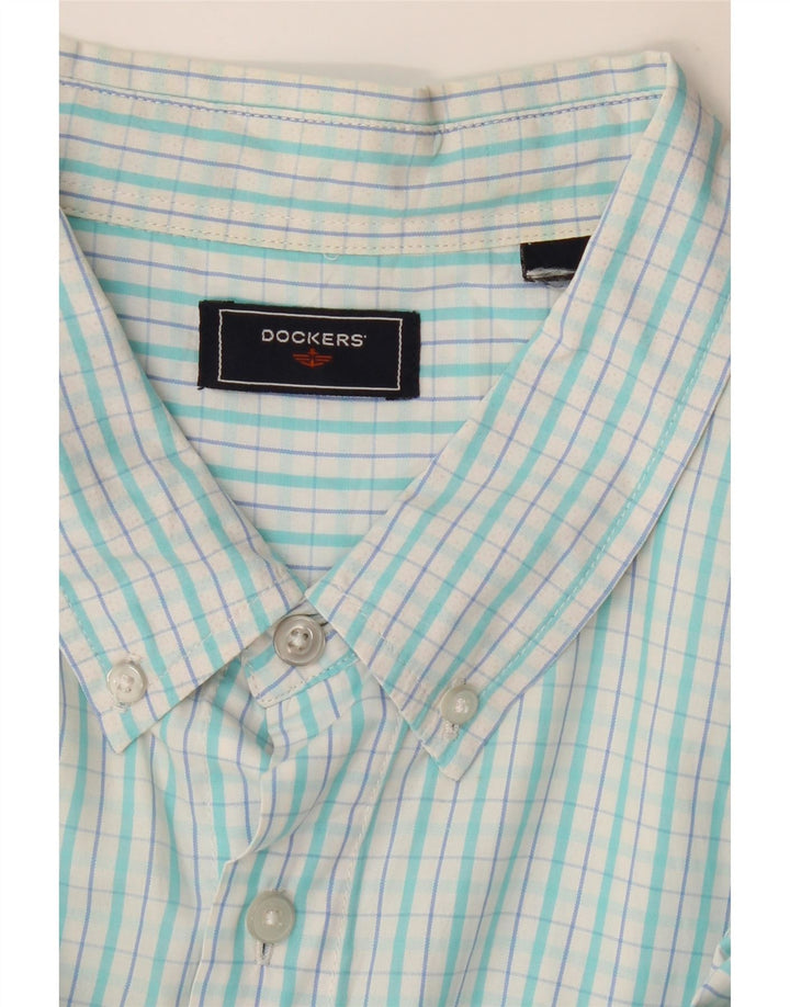 Camisa masculina de manga curta DOCKERS 2XL xadrez turquesa