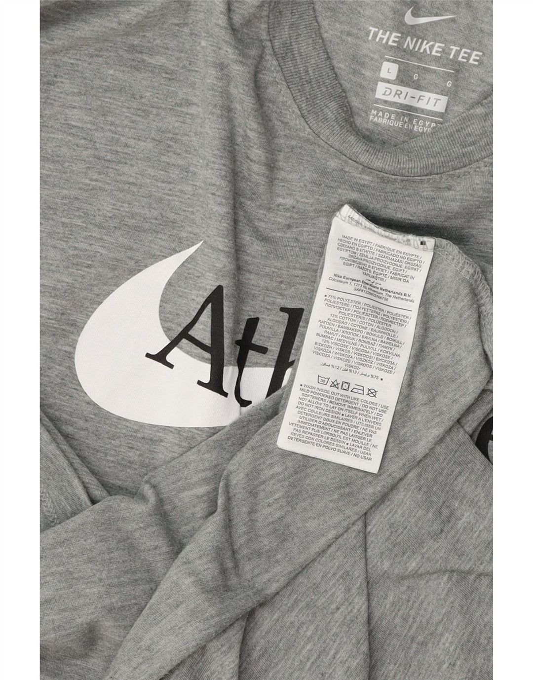 Camiseta masculina NIKE Dri Fit Graphic grande poliéster cinza