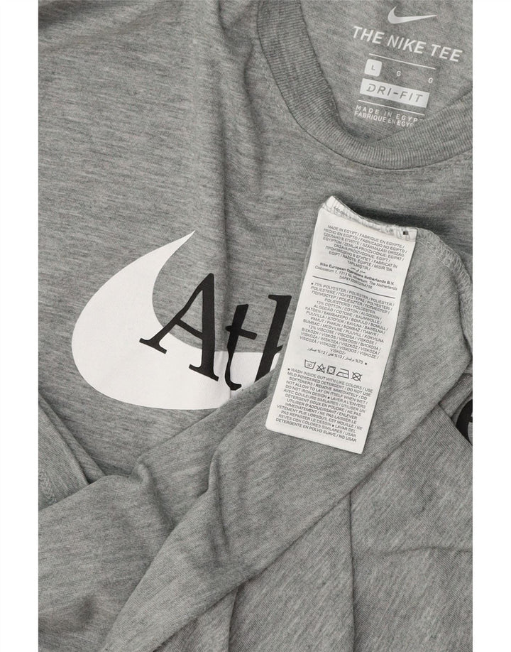 Camiseta masculina NIKE Dri Fit Graphic grande poliéster cinza