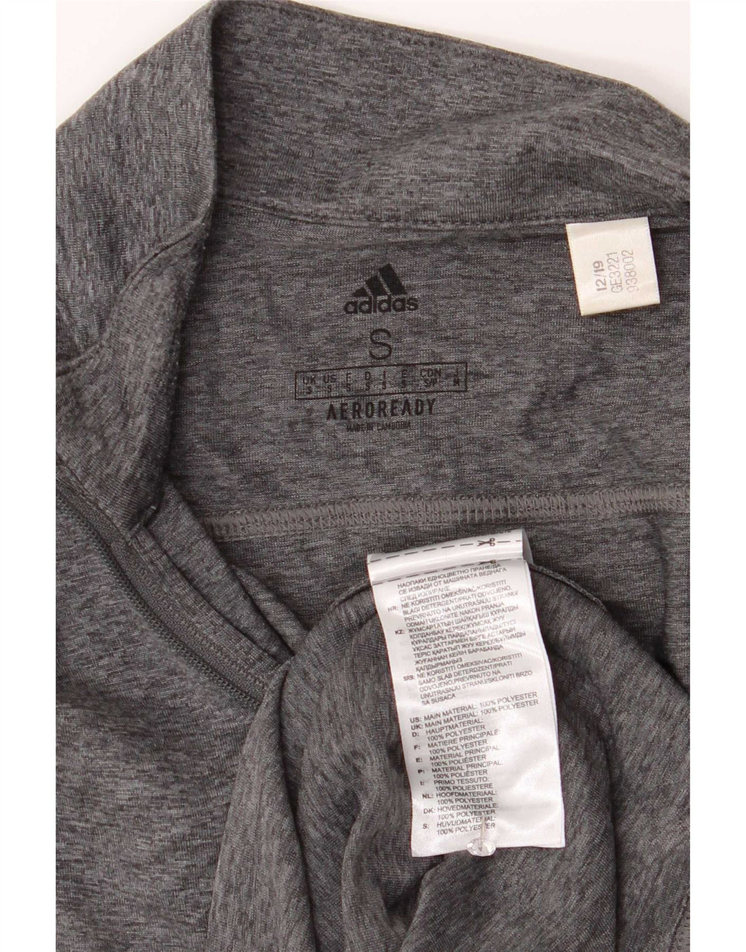Adidas masculino Aeroready Zip Neck Top manga comprida pequeno cinza manchado poliéster