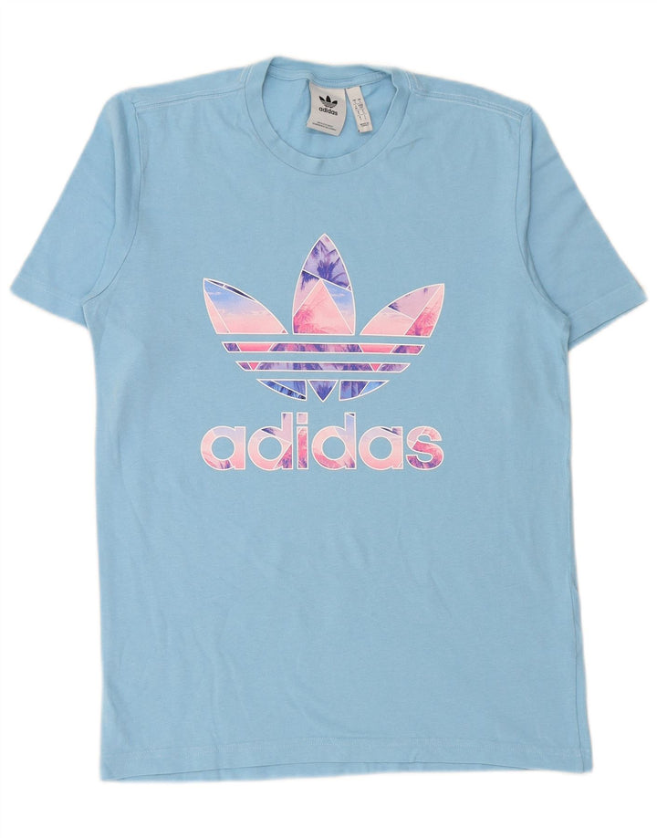 ADIDAS Mens Graphic T-Shirt Top Pequeno Algodão Azul