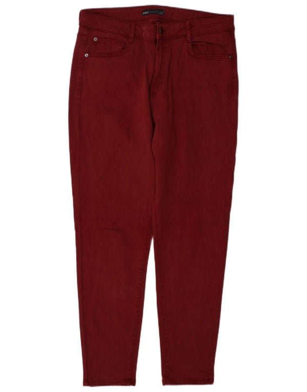 Calça casual feminina Marks & Spencer regular Reino Unido 14 grande W34 L28 Borgonha