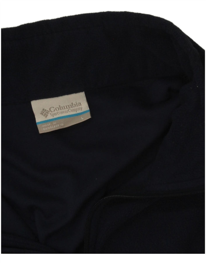 Suéter de lã Columbia masculino com zíper e gola grande azul marinho