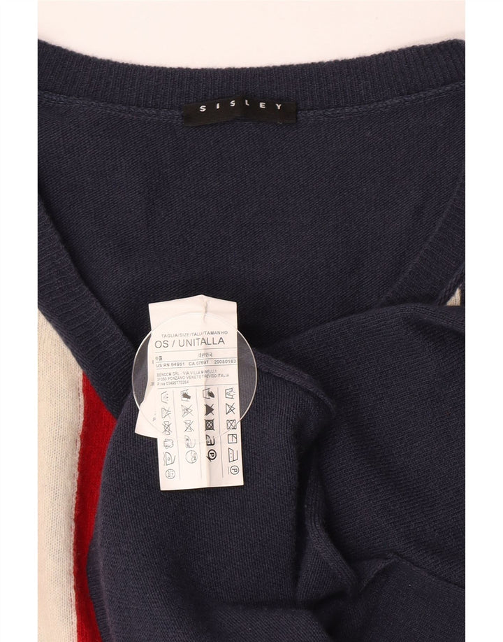 Sisley Womens Inglaterra Colete Oversized Regata Tamanho Único Lã Azul