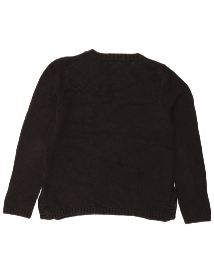 Suéter feminino Eddie Bauer com decote em V Reino Unido 14 algodão preto médio
