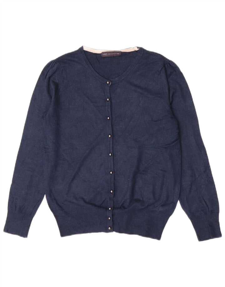 Suéter cardigã feminino Marks & Spencer UK 12 viscose azul marinho médio