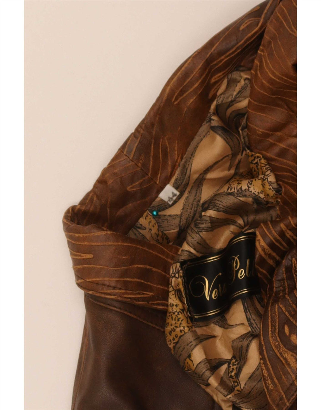 Jaqueta de couro bomber feminina vintage IT 44 motociclista marrom médio tie-dye