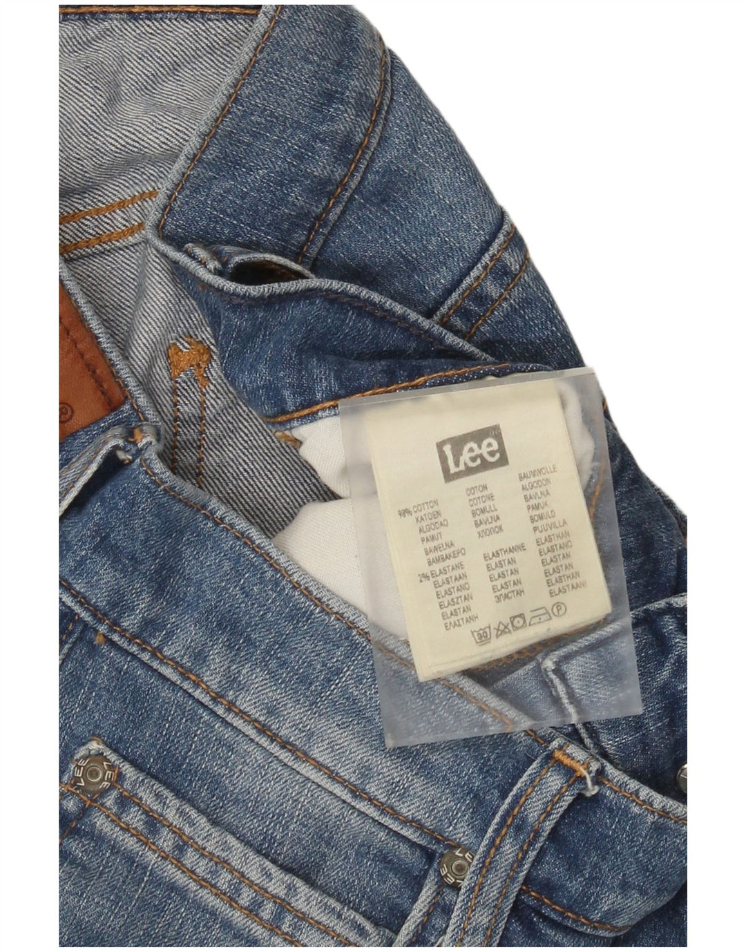 Lee Womens Luke Distressed Slim Jeans W29 L32 Azul Algodão