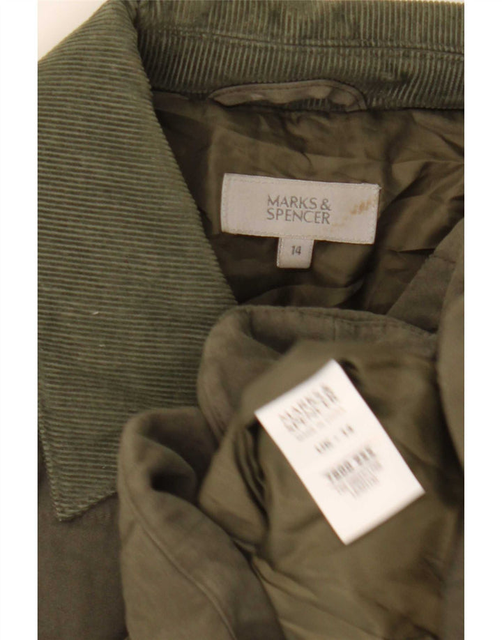 Jaqueta acolchoada feminina Marks & Spencer UK 14 grande poliéster cáqui