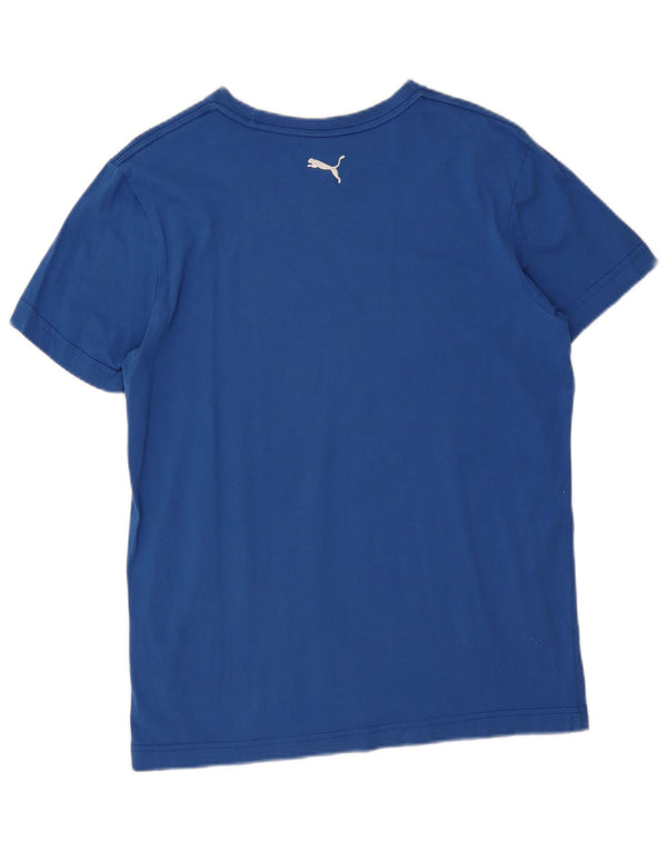 Puma Mens Graphic T-Shirt Top Grande Algodão Azul