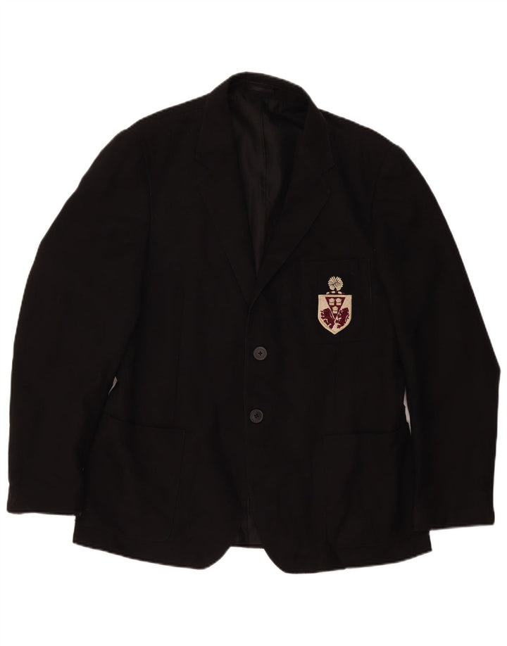 Jaqueta blazer masculina vintage com 2 botões, poliéster preto médio Reino Unido 38