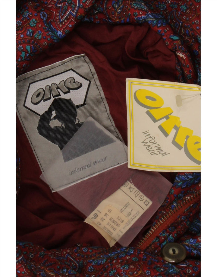 oltre Jaqueta bomber feminina com capuz e grandes dimensões UK 10 Small Red Paisley