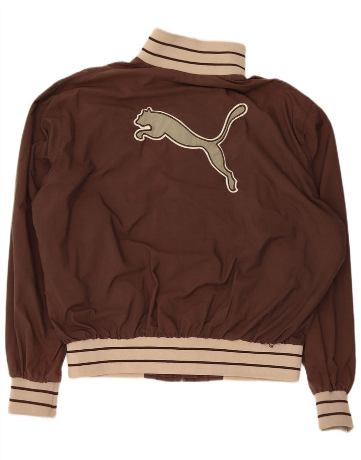 Puma Womens Tracksuit Top Jacket UK 14 Médio Marrom Poliamida
