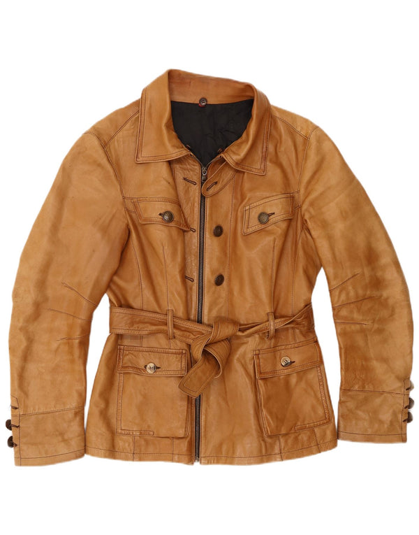 Jaqueta de couro feminina vintage IT 50 XL couro bege