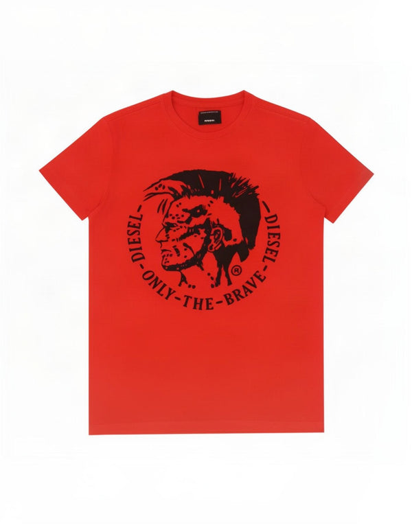 Diesel Camiseta masculina gráfica Top pequeno vermelho