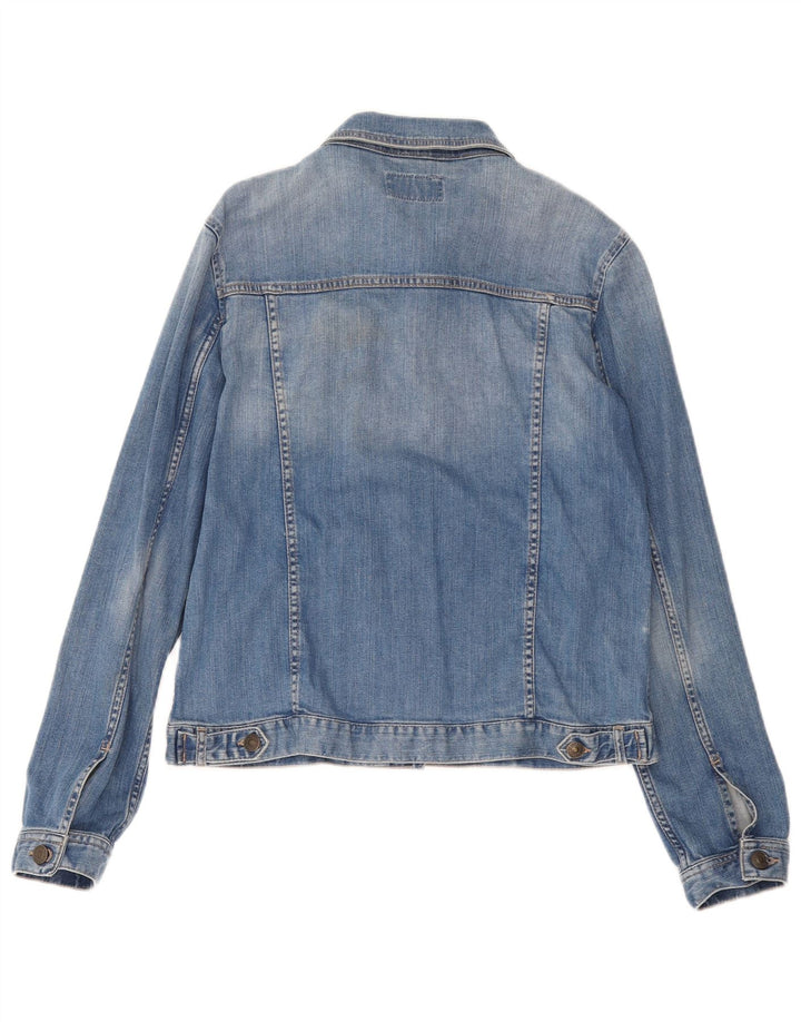 Jaqueta jeans feminina Fat Face Reino Unido 10 algodão azul pequeno