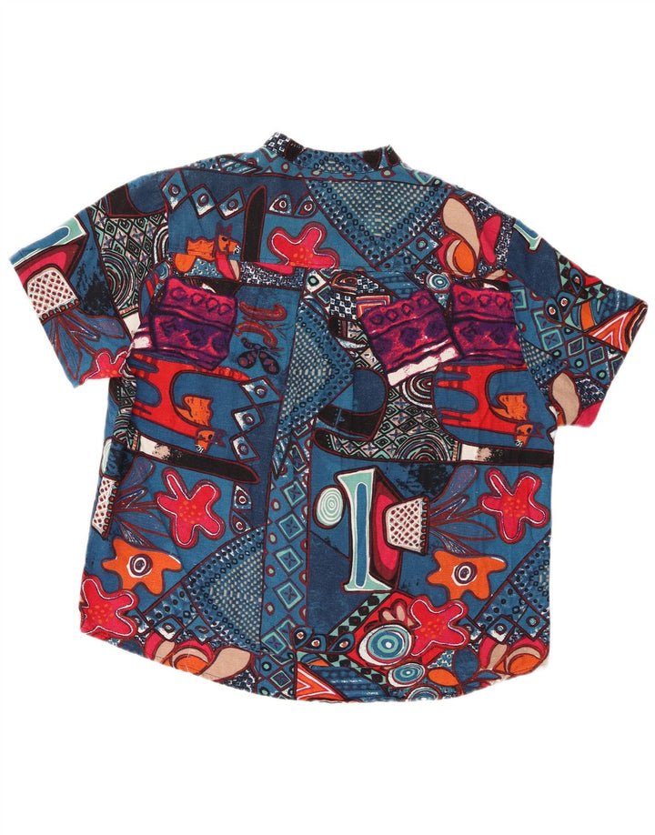 Pulôver masculino vintage de manga curta camisa grande geométrico multicolorido